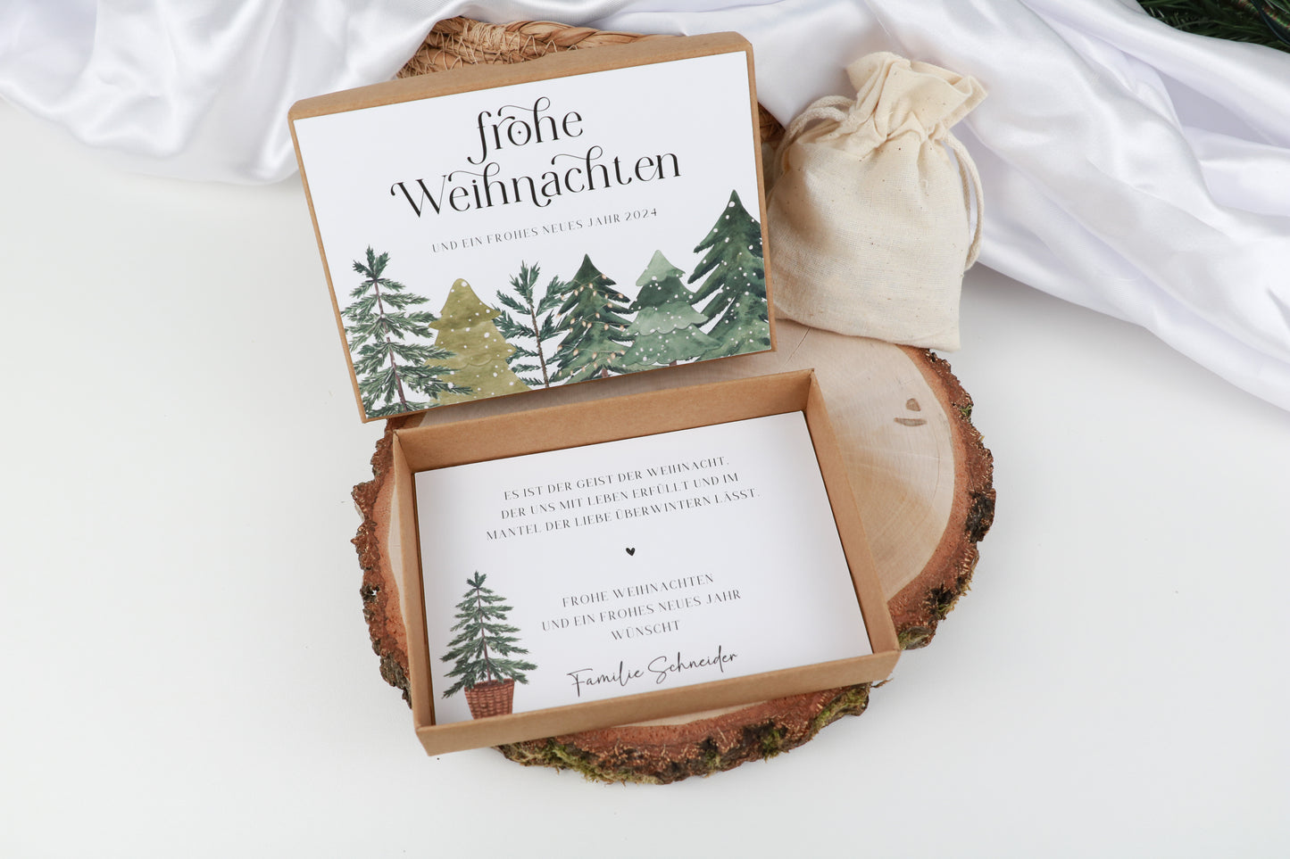 Weihnachtskarte - Geschenkbox "Frohe Weihnachten wünsche"