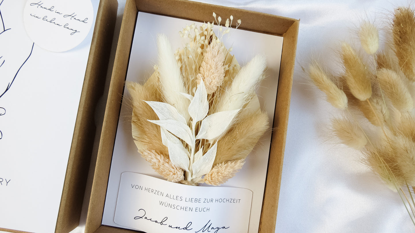 Geldgeschenk Hochzeit mit Strauß - Geschenkbox "Hands"