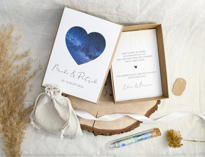 Geschenkbox zur Hochzeit STARS | Personalisierbar | Geldgeschenk Hochzeit | Geschenkschachtel für Brautpaar